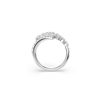 Anillo abierto Vienna, Tallas mixtas, Pluma, Blanco, Baño de rodio