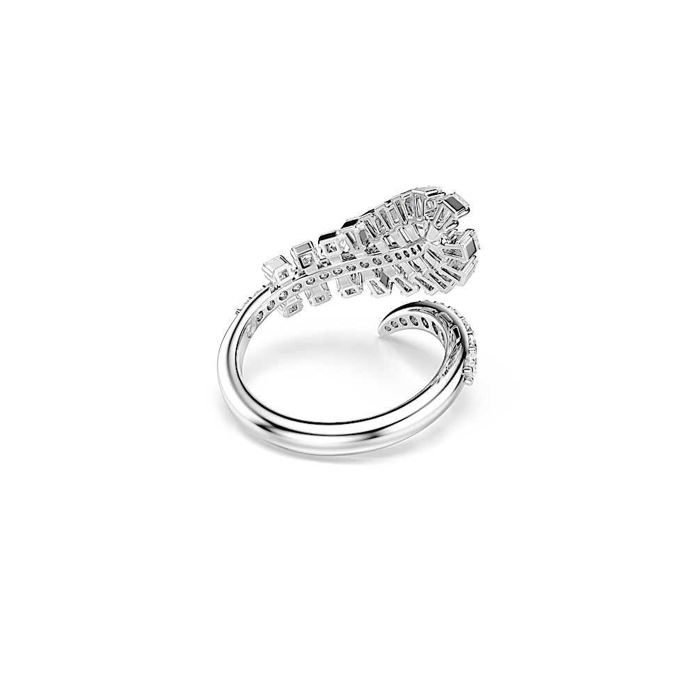 Anillo abierto Vienna, Tallas mixtas, Pluma, Blanco, Baño de rodio