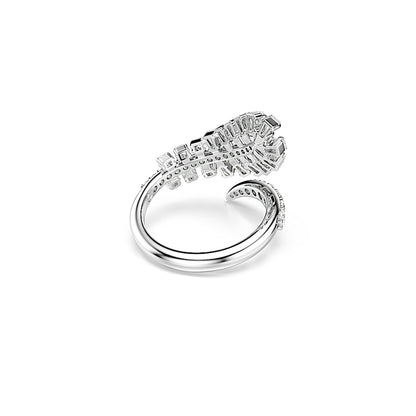 Anillo abierto Vienna, Tallas mixtas, Pluma, Blanco, Baño de rodio