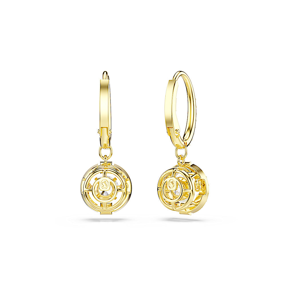 Pendientes Una Angelic, Talla redonda, Blancos, Acabado en oro de 18 quilates