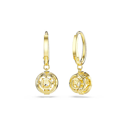 Pendientes Una Angelic, Talla redonda, Blancos, Acabado en oro de 18 quilates