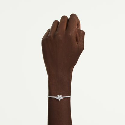 Pulsera Sublima, Talla redonda, Estrella, Blanca, Baño de rodio