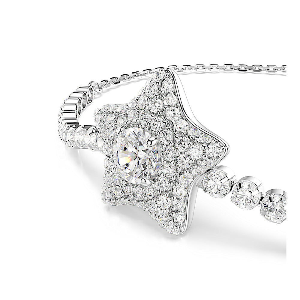 Pulsera Sublima, Talla redonda, Estrella, Blanca, Baño de rodio