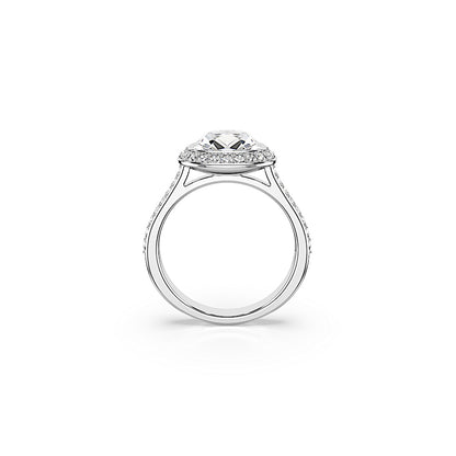 Anillo con halo Una Angelic, Talla cojin, Blanco, Baño de rodio