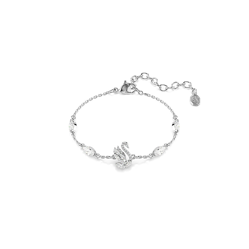 Pulsera Swan, Tallas mixtas, Cisne, Blanca, Baño de rodio