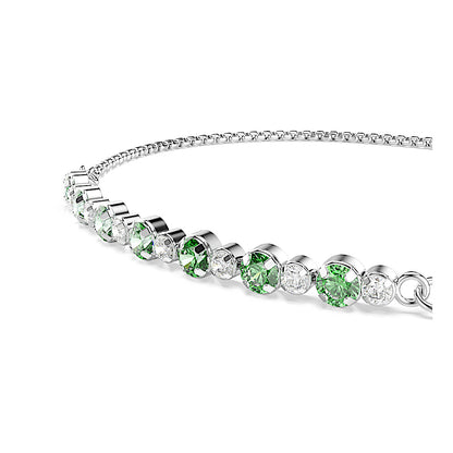 Pulsera Matrix, Talla redonda, Verde, Baño de rodio