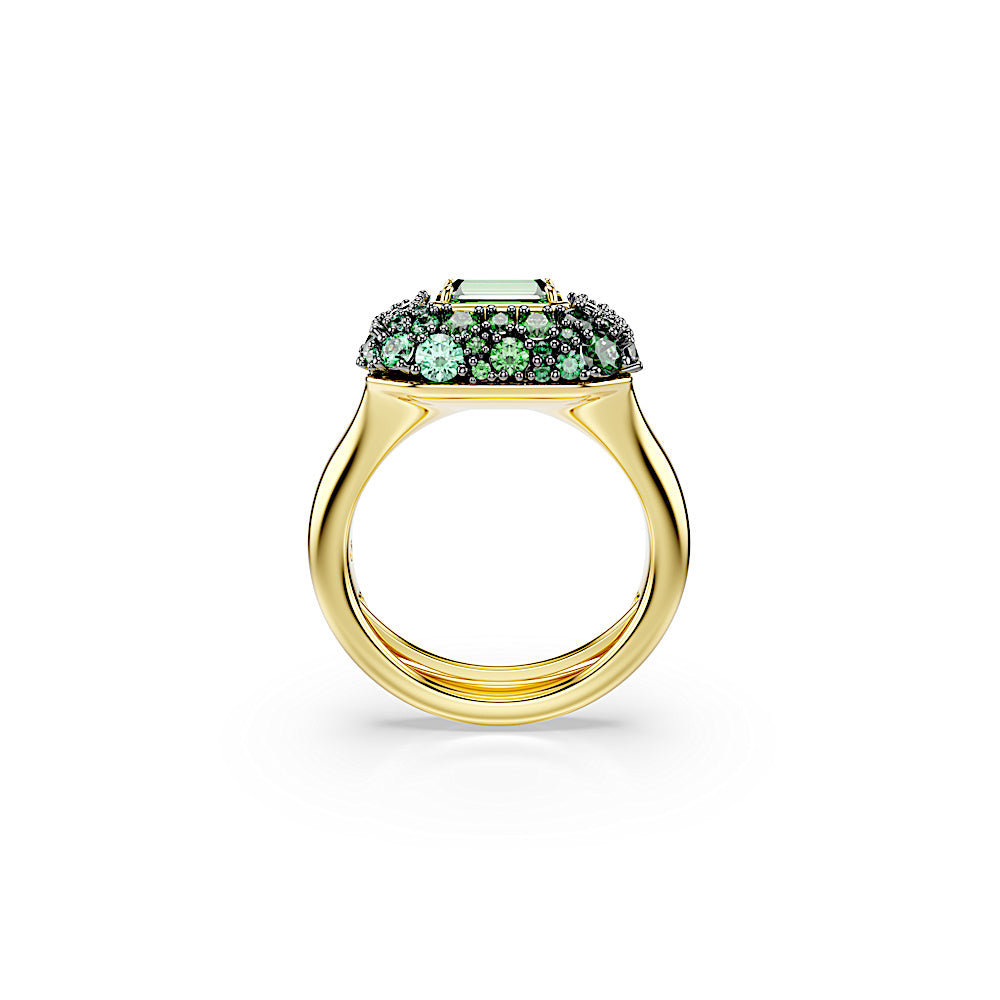 Anillo de cóctel Sublima, Talla octogonal, Verde, Acabado en oro de 18 quilates