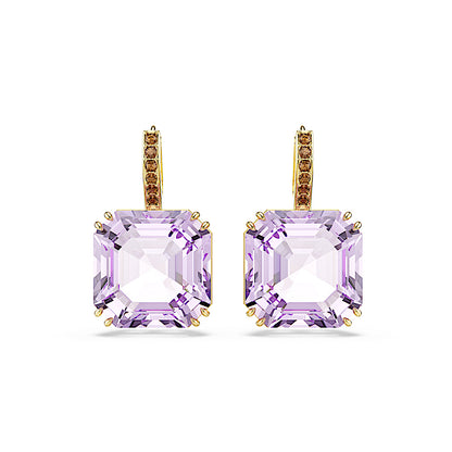 Pendientes Millenia, Talla cuadrada, Morado, Acabado en oro de 18 quilates