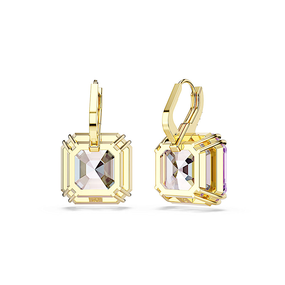 Pendientes Millenia, Talla cuadrada, Morado, Acabado en oro de 18 quilates