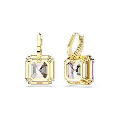 Pendientes Millenia, Talla cuadrada, Morado, Acabado en oro de 18 quilates