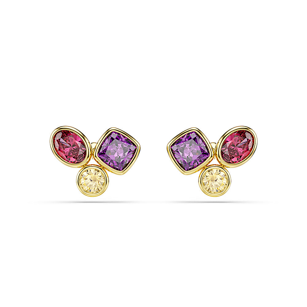 Pendientes de botón Imber, Tallas mixtas, Multicolores, Acabado en oro de 18 quilates
