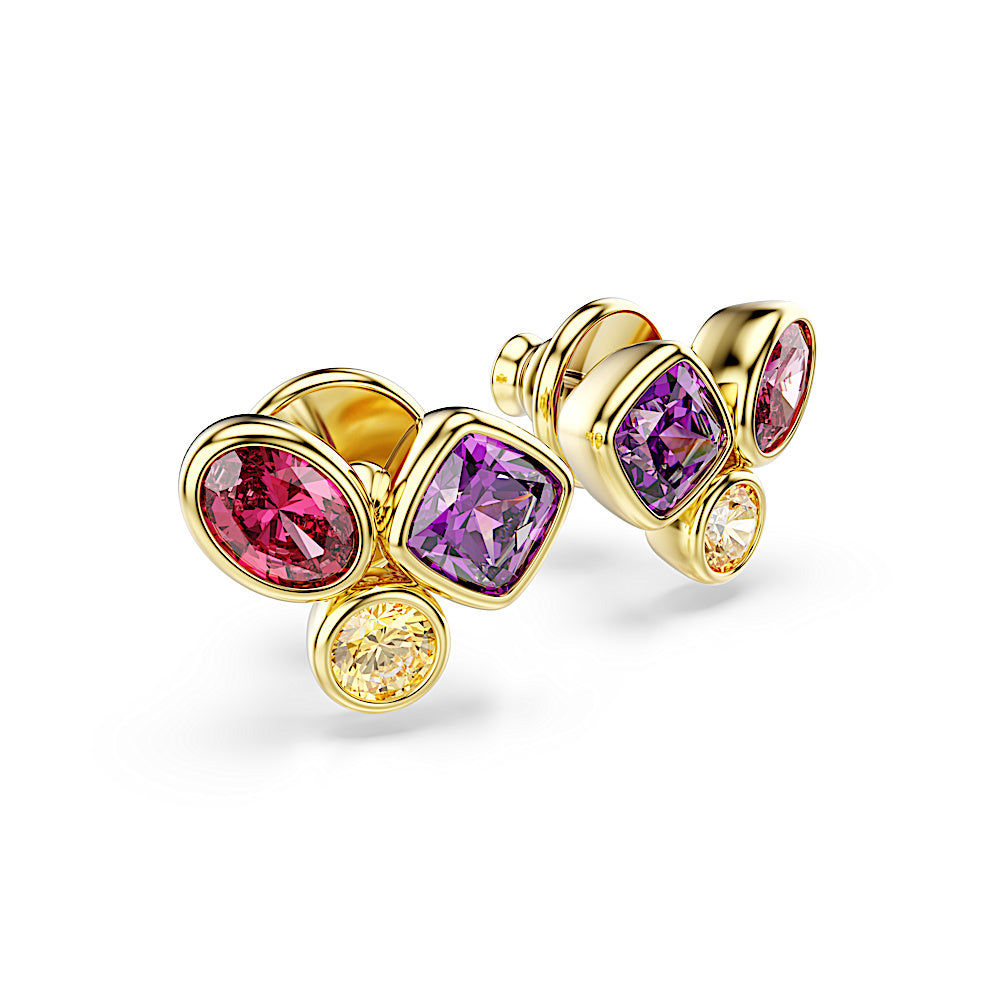Pendientes de botón Imber, Tallas mixtas, Multicolores, Acabado en oro de 18 quilates