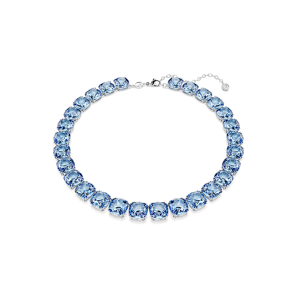 Collar Millenia, Talla cojin, Azul, Baño de rodio