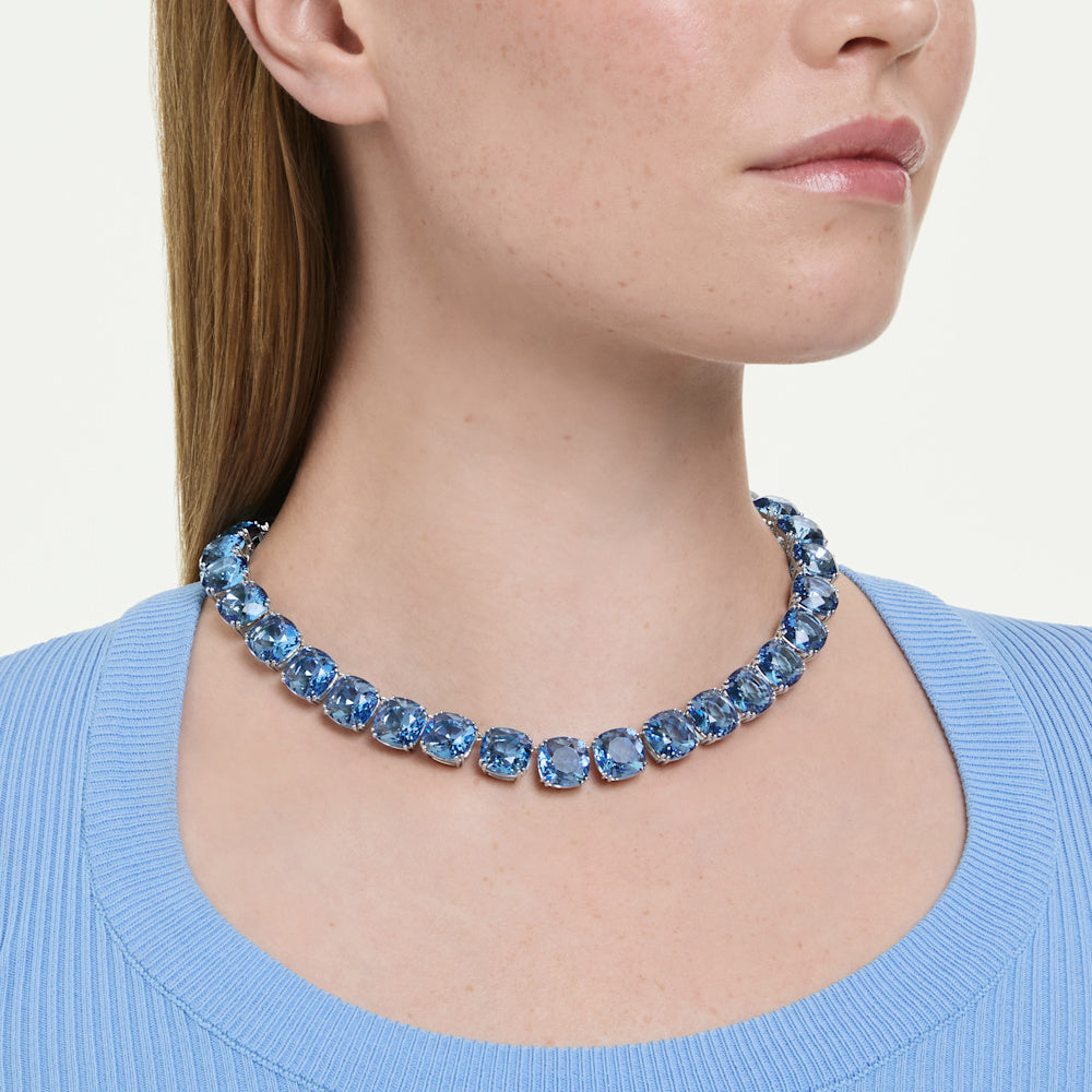 Collar Millenia, Talla cojin, Azul, Baño de rodio