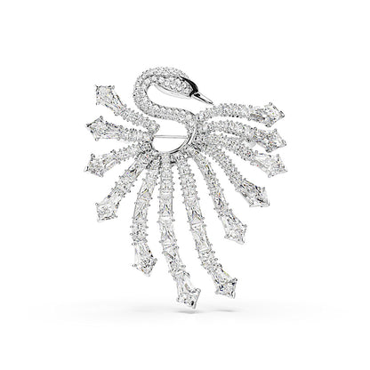 Broche Vienna, Tallas mixtas, Cisne, Blanco, Baño de rodio