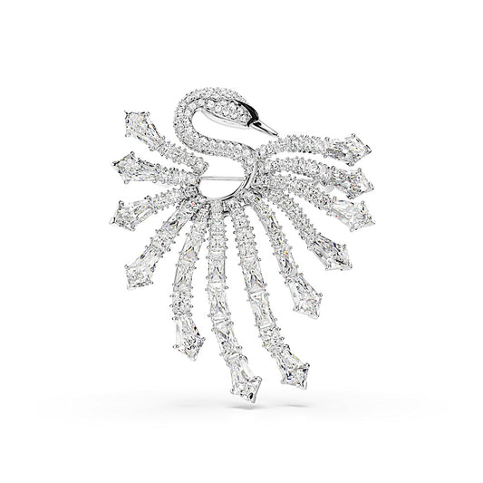 Broche Vienna, Tallas mixtas, Cisne, Blanco, Baño de rodio