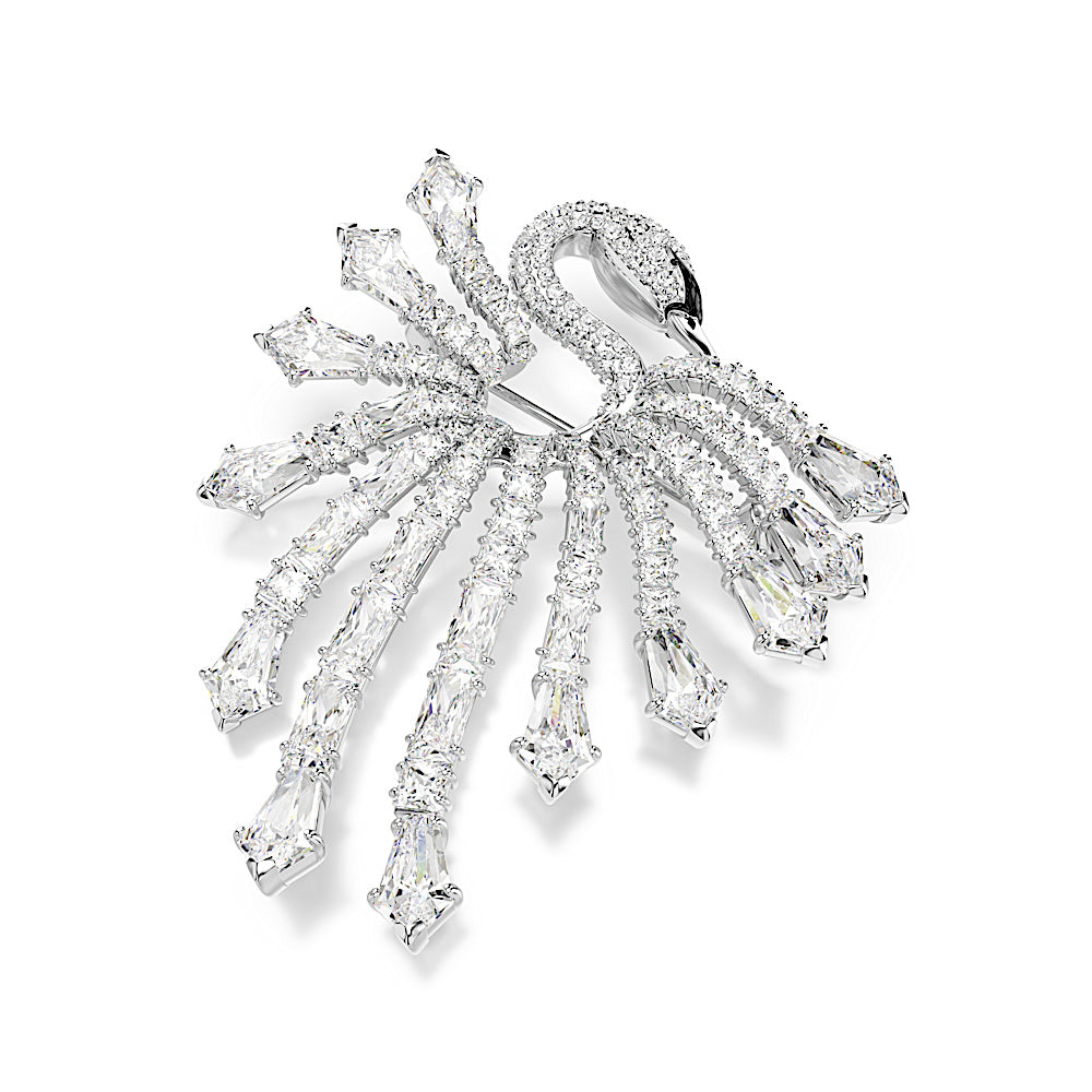 Broche Vienna, Tallas mixtas, Cisne, Blanco, Baño de rodio