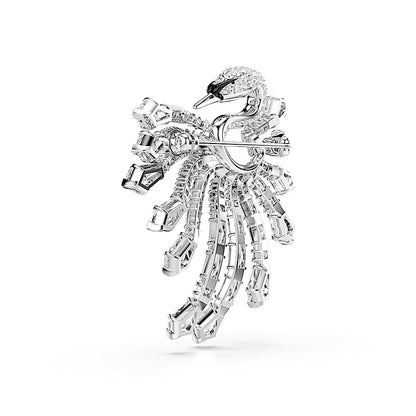 Broche Vienna, Tallas mixtas, Cisne, Blanco, Baño de rodio