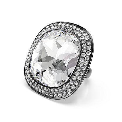 Anillo de cóctel Una Angelic, Talla cojin, Blanco, Baño de rutenio