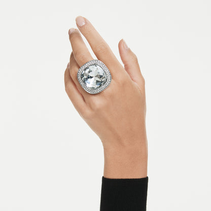 Anillo de cóctel Una Angelic, Talla cojin, Blanco, Baño de rutenio