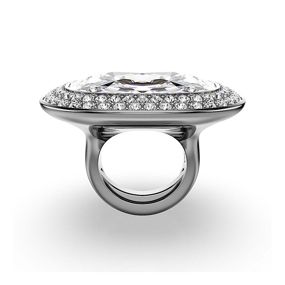 Anillo de cóctel Una Angelic, Talla cojin, Blanco, Baño de rutenio
