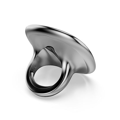 Anillo de cóctel Una Angelic, Talla cojin, Blanco, Baño de rutenio