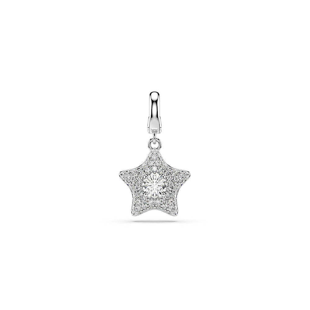 Charm Sublima, Talla redonda, Estrella, Blanco, Baño de rodio