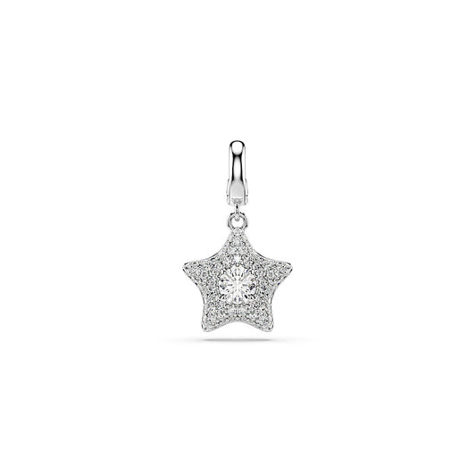 Charm Sublima, Talla redonda, Estrella, Blanco, Baño de rodio