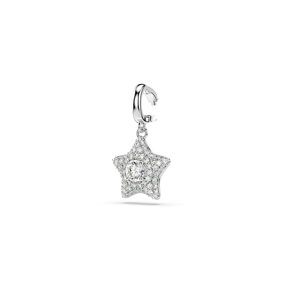 Charm Sublima, Talla redonda, Estrella, Blanco, Baño de rodio