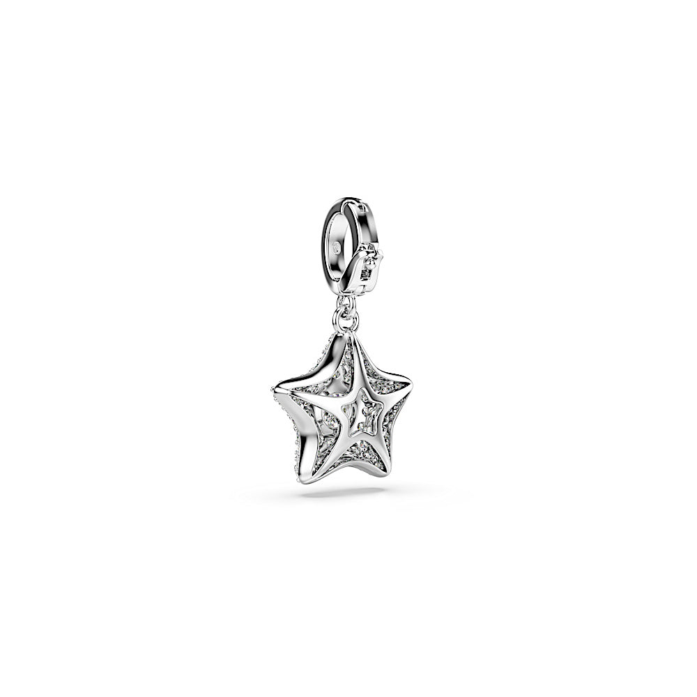 Charm Sublima, Talla redonda, Estrella, Blanco, Baño de rodio