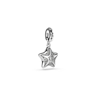 Charm Sublima, Talla redonda, Estrella, Blanco, Baño de rodio