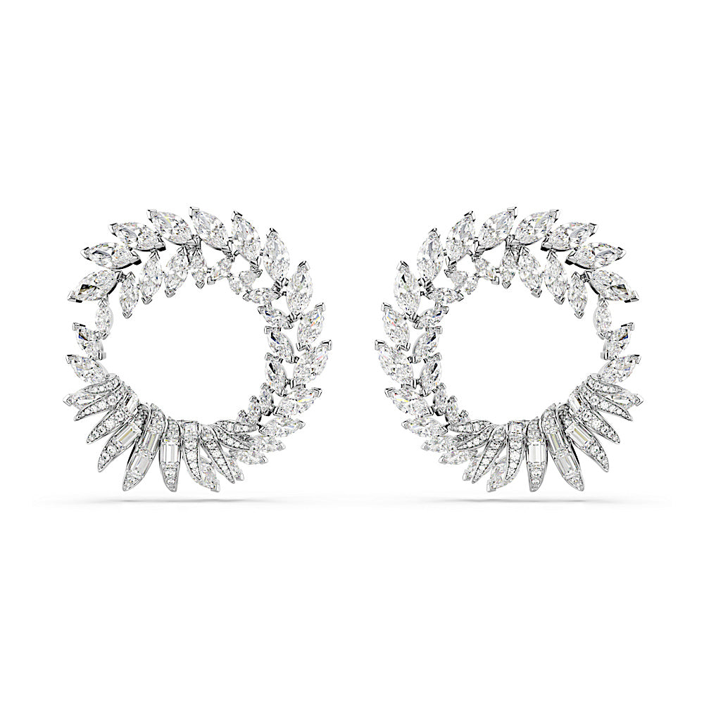 Pendientes de aro Mesmera, Talla marquisa, Blancos, Baño de rodio