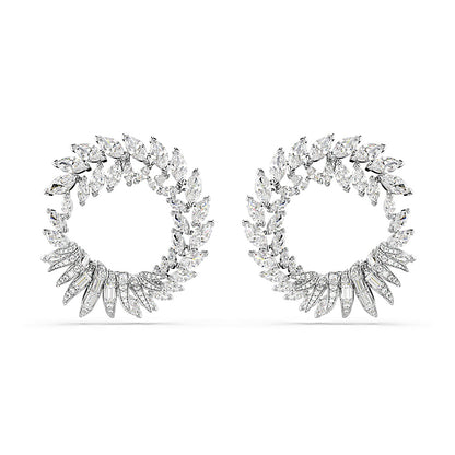 Pendientes de aro Mesmera, Talla marquisa, Blancos, Baño de rodio