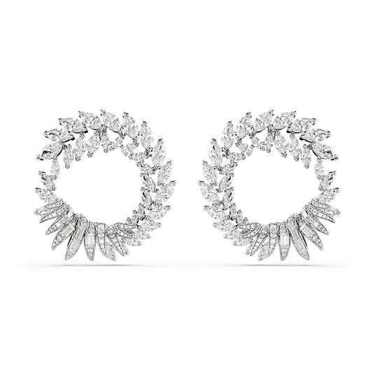 Pendientes de aro Mesmera, Talla marquisa, Blancos, Baño de rodio
