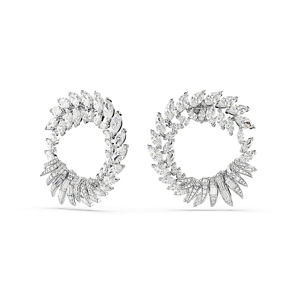 Pendientes de aro Mesmera, Talla marquisa, Blancos, Baño de rodio