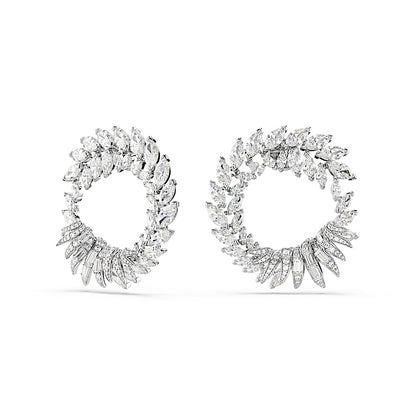 Pendientes de aro Mesmera, Talla marquisa, Blancos, Baño de rodio
