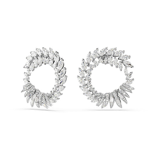 Pendientes de aro Mesmera, Talla marquisa, Blancos, Baño de rodio
