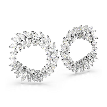 Pendientes de aro Mesmera, Talla marquisa, Blancos, Baño de rodio