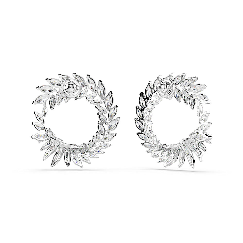 Pendientes de aro Mesmera, Talla marquisa, Blancos, Baño de rodio