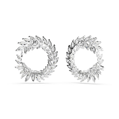 Pendientes de aro Mesmera, Talla marquisa, Blancos, Baño de rodio