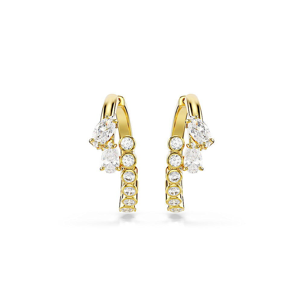 Pendientes de aro Mesmera, Tallas mixtas, Blancos, Acabado en oro de 18 quilates