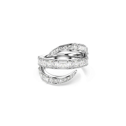 Anillo Vienna, Tallas mixtas, Cisne, Blanco, Baño de rodio