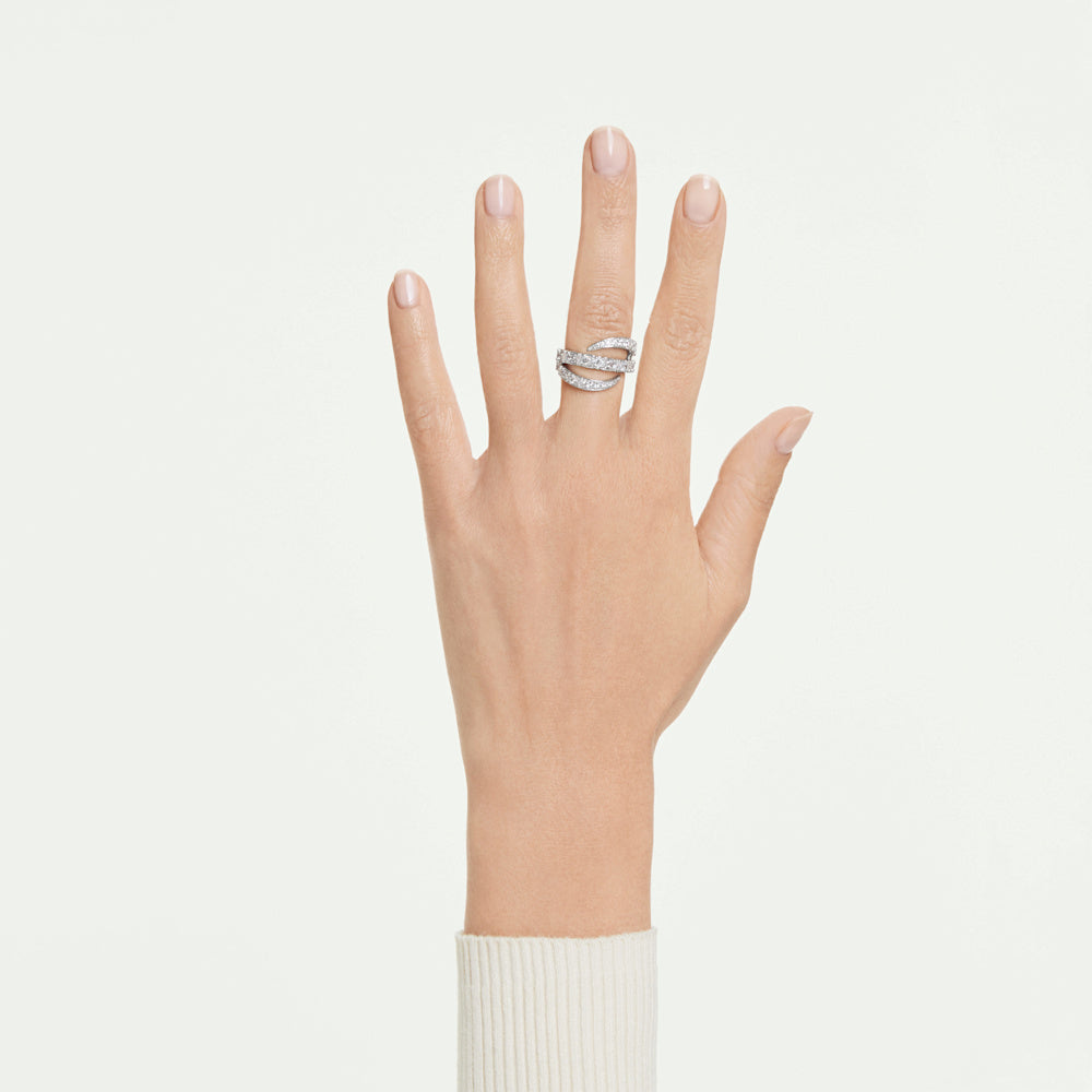 Anillo Vienna, Tallas mixtas, Cisne, Blanco, Baño de rodio