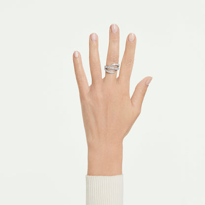 Anillo Vienna, Tallas mixtas, Cisne, Blanco, Baño de rodio