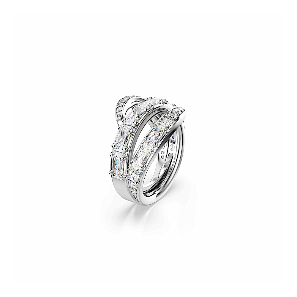 Anillo Vienna, Tallas mixtas, Cisne, Blanco, Baño de rodio