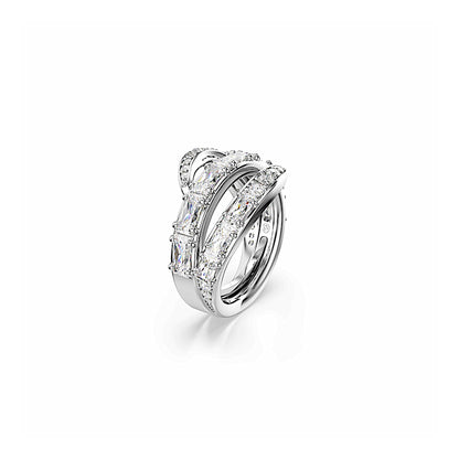 Anillo Vienna, Tallas mixtas, Cisne, Blanco, Baño de rodio