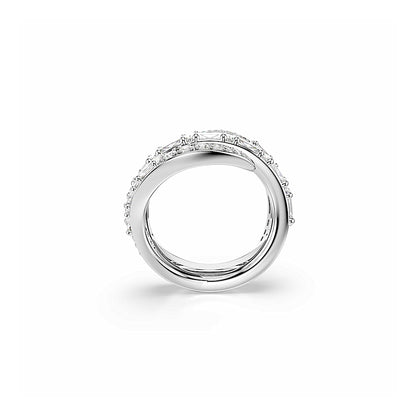 Anillo Vienna, Tallas mixtas, Cisne, Blanco, Baño de rodio