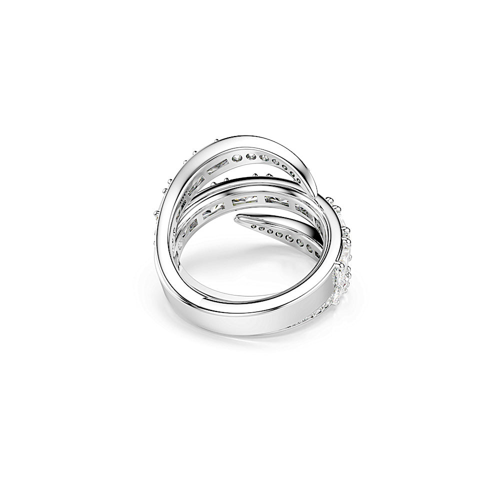Anillo Vienna, Tallas mixtas, Cisne, Blanco, Baño de rodio