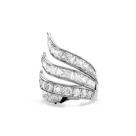 Anillo de cóctel Vienna, Tallas mixtas, Cisne, Blanco, Baño de rodio