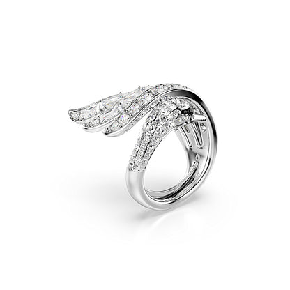 Anillo de cóctel Vienna, Tallas mixtas, Cisne, Blanco, Baño de rodio